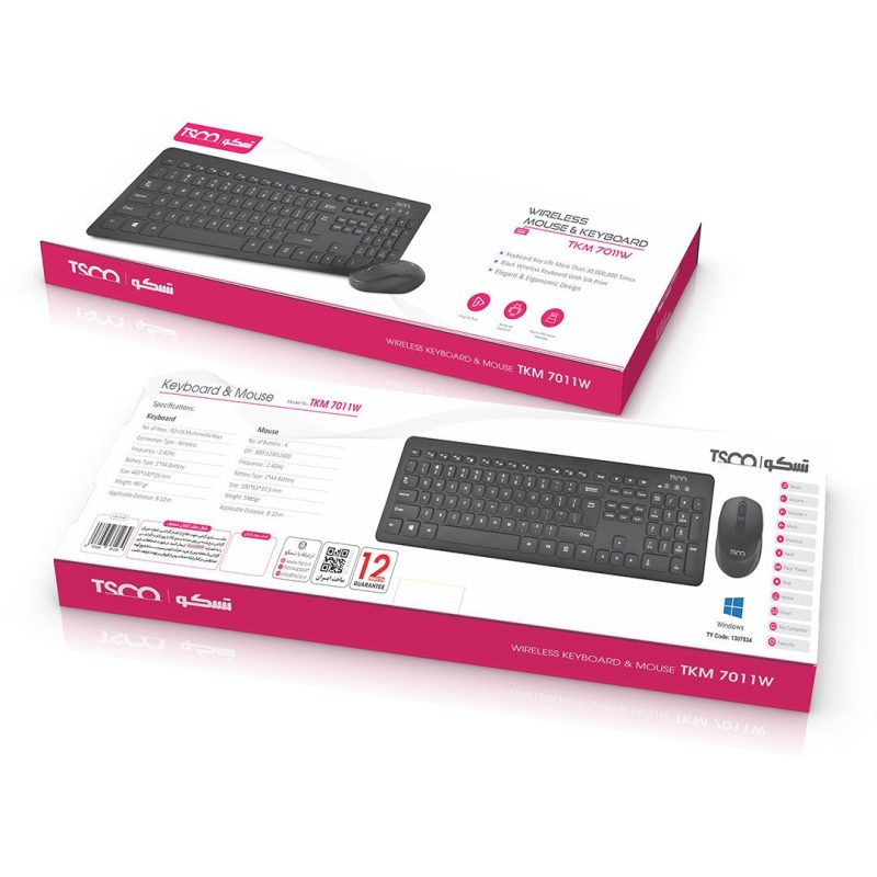 ماوس و کیبورد بی سیم تسکو مدل TSCO TKM7011WN